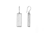 Cut out rectangular sterling silver drop earrings